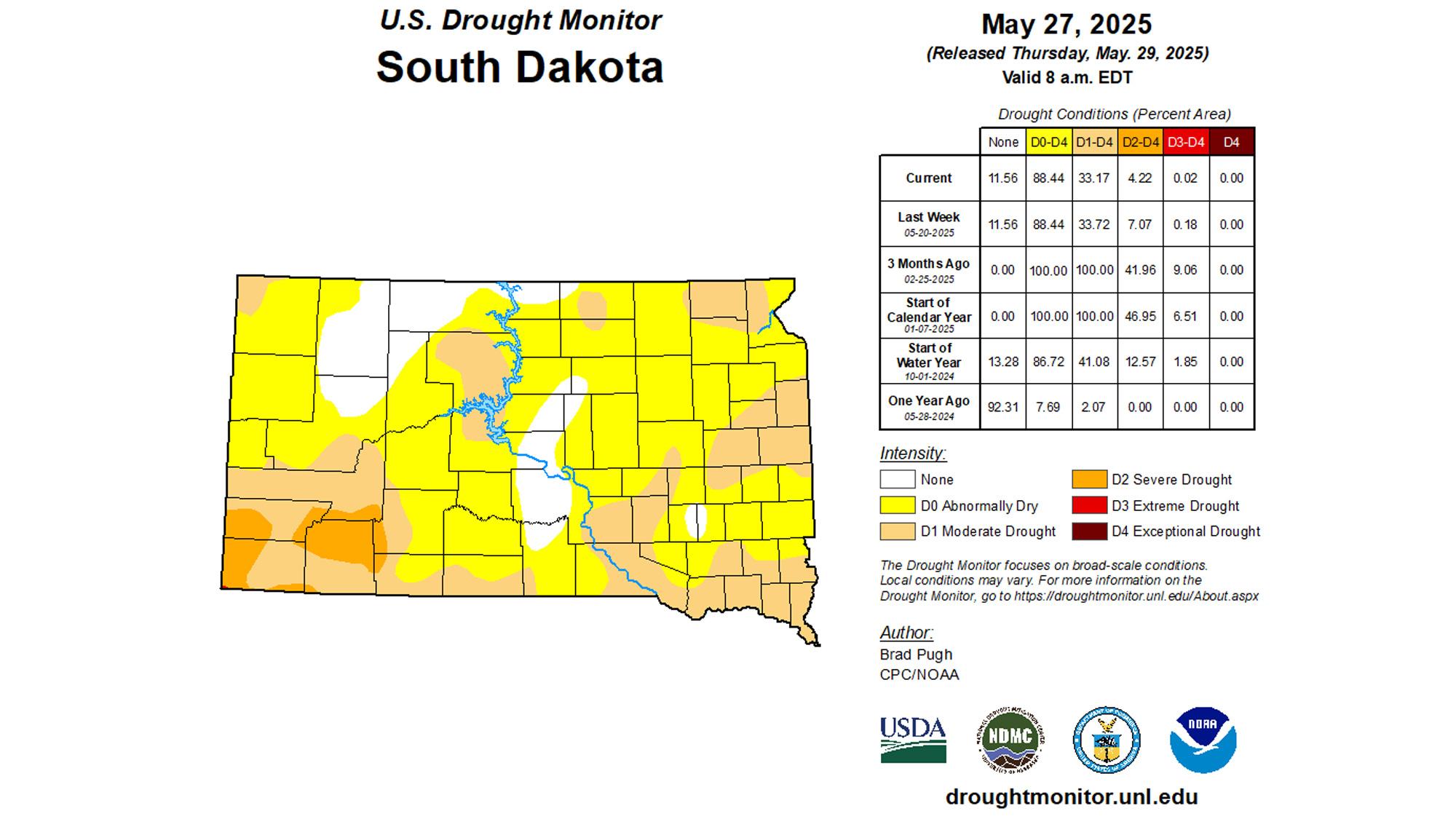 South Dakota late May 2025 drought status map