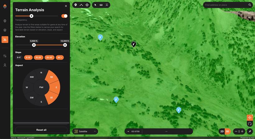 Using the Terrain Analysis Tool to look at hunting waypoint data