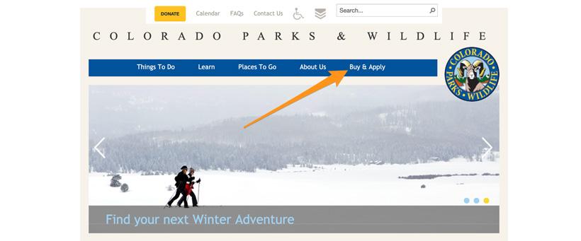 Colorado parks and wildlife homepage to look up points