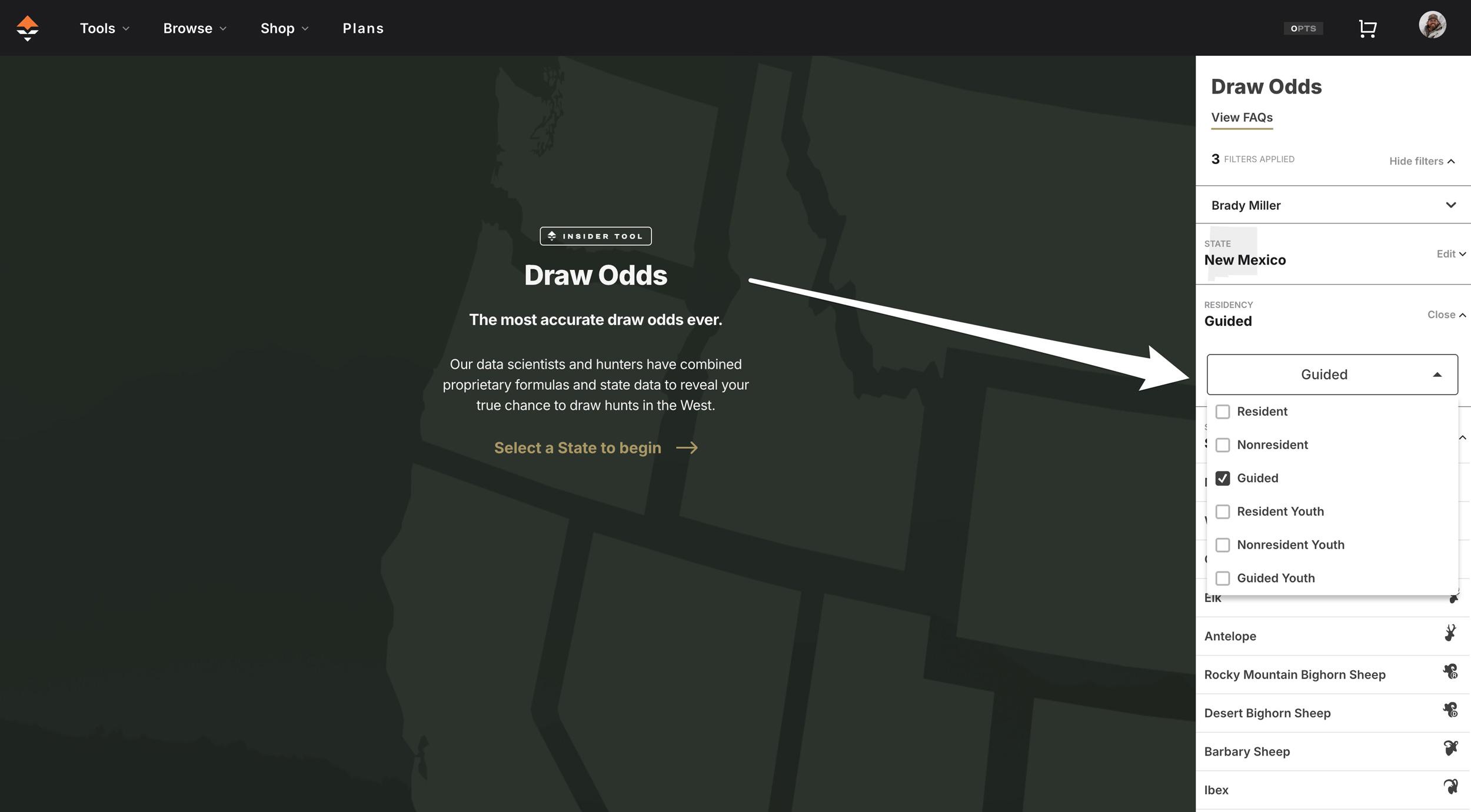 Finding New Mexico guided draw odds on GOHUNT Insider