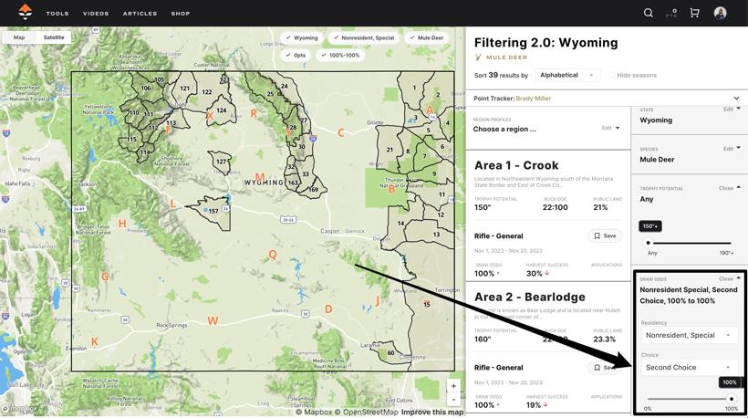 Using gohunt filtering to find second choice hunt options