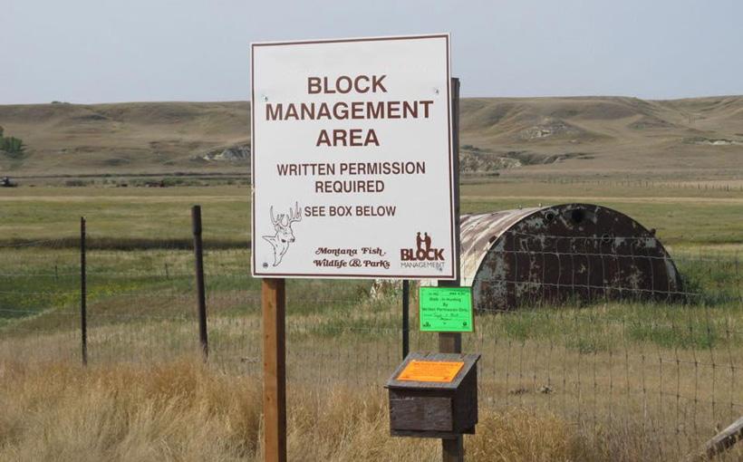 Montana block management hunting sign in box