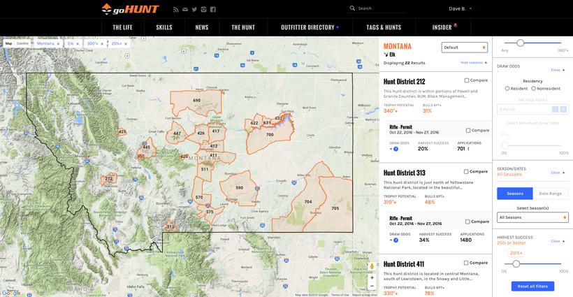 Using gohunt filtering 2 0 for finding elk hunting areas