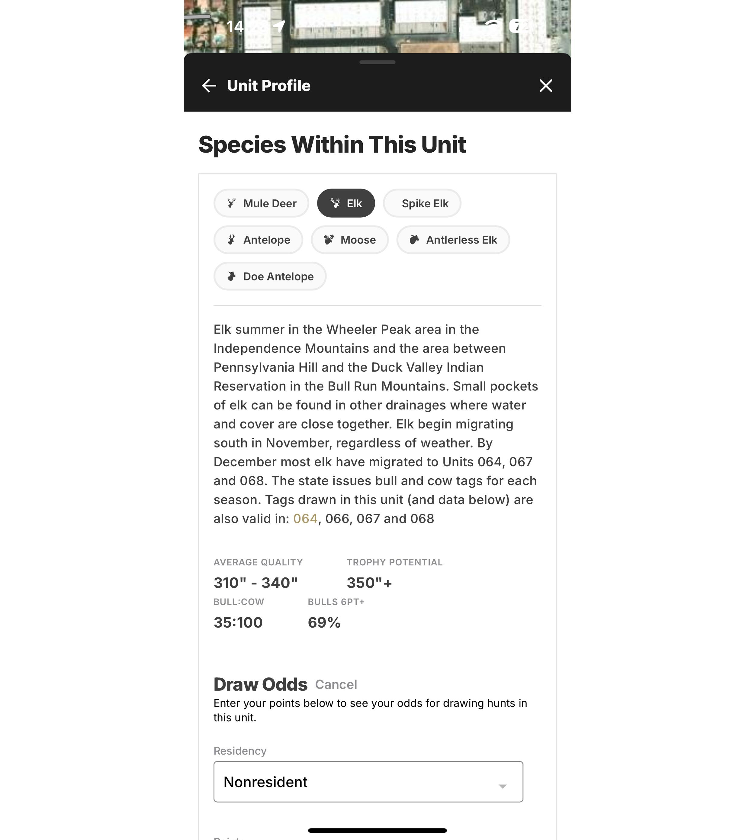 Using the Species Within This Unit section of Unit Profiles for hunt research