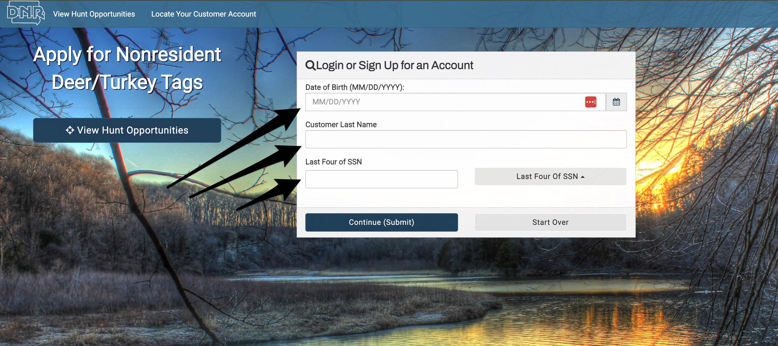 Entering credentials to login to Iowa licensing website