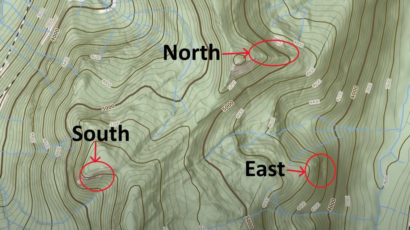 Example topo map slopes