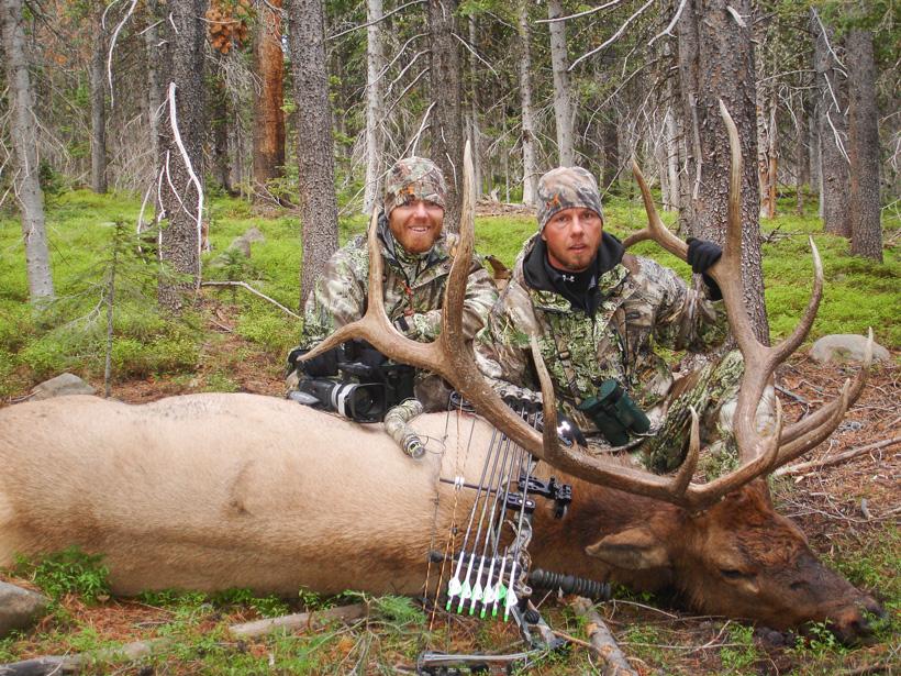 Ron elmer and friend with a colorado archery bull elk