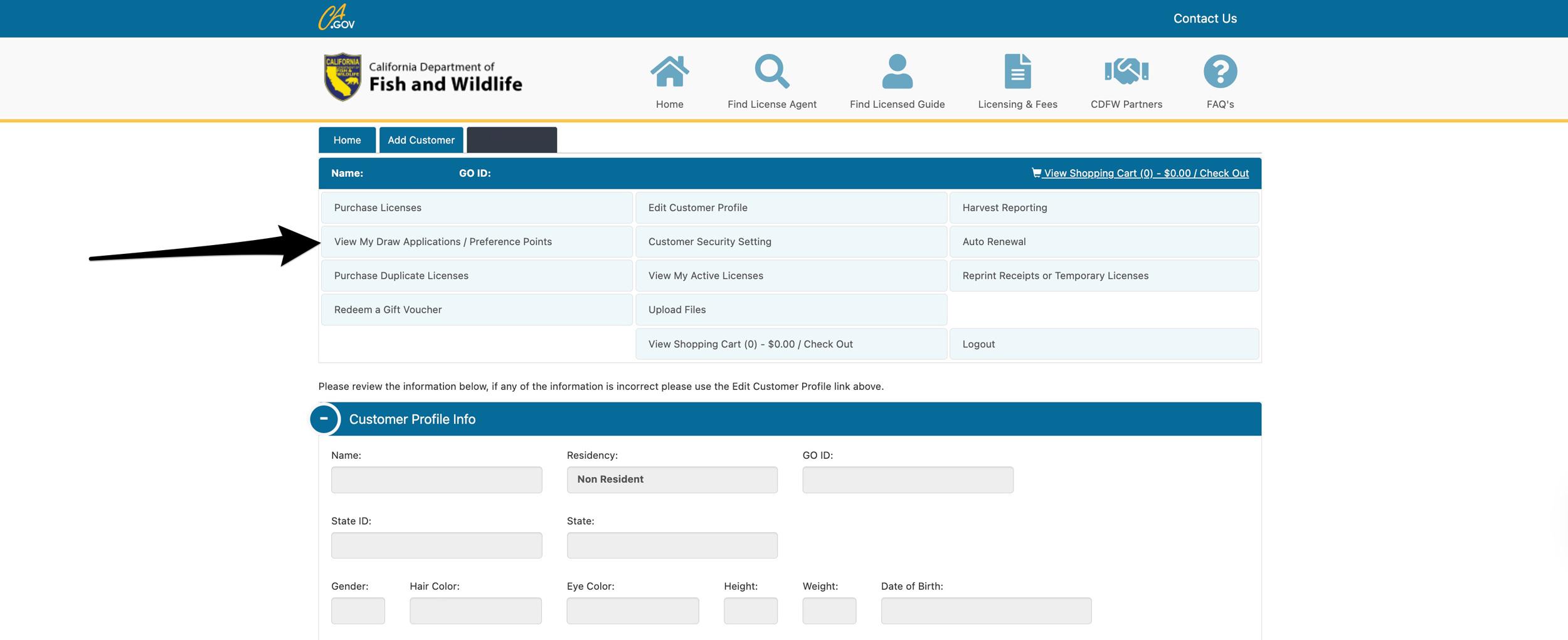 How to view California preference points for future hunting research