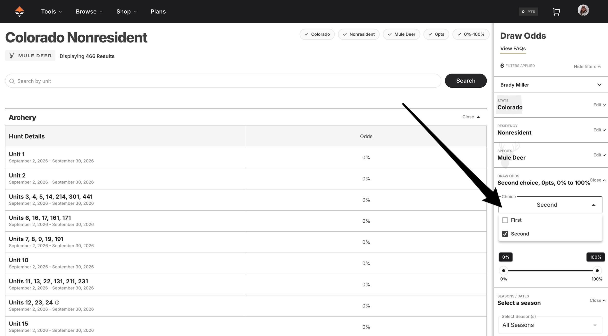 Colorado second choice mule deer draw odds on GOHUNT