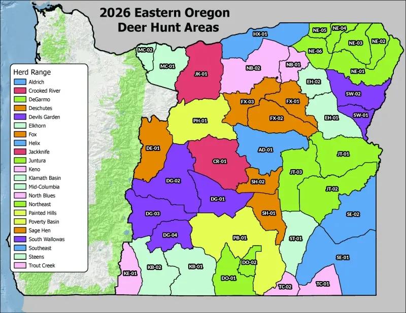 2026 Eastern Oregon Deer Hunt Areas
