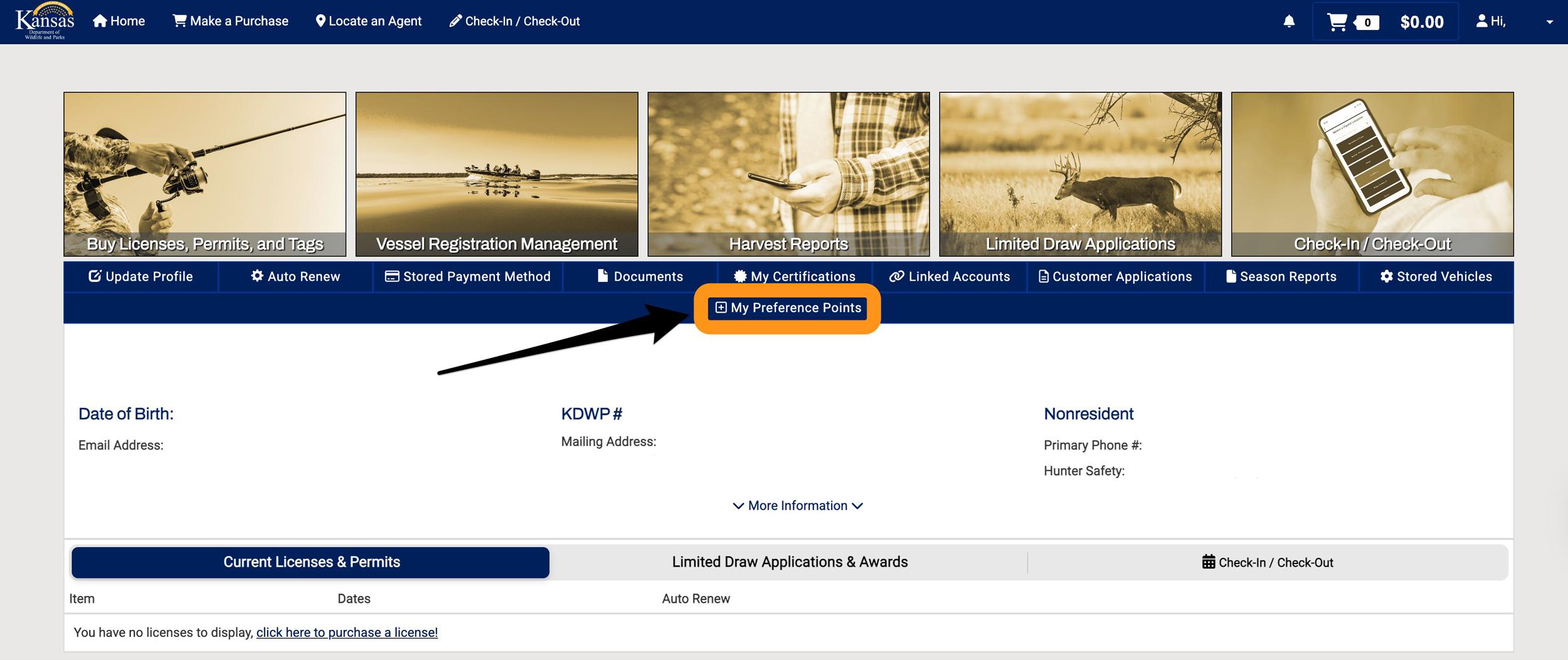How to view your hunting preference points in Kansas