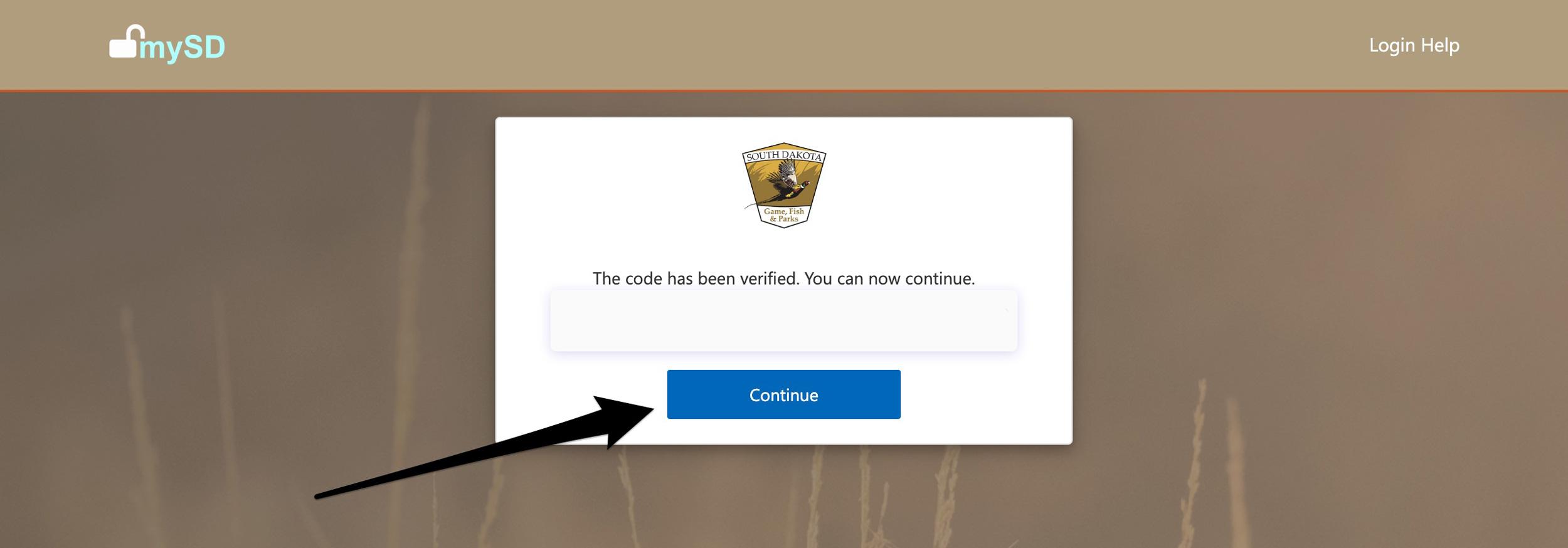 Verification code successfully entered