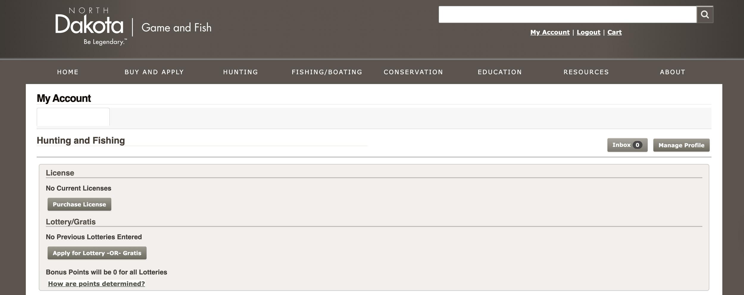 Viewing your North Dakota hunting bonus point totals