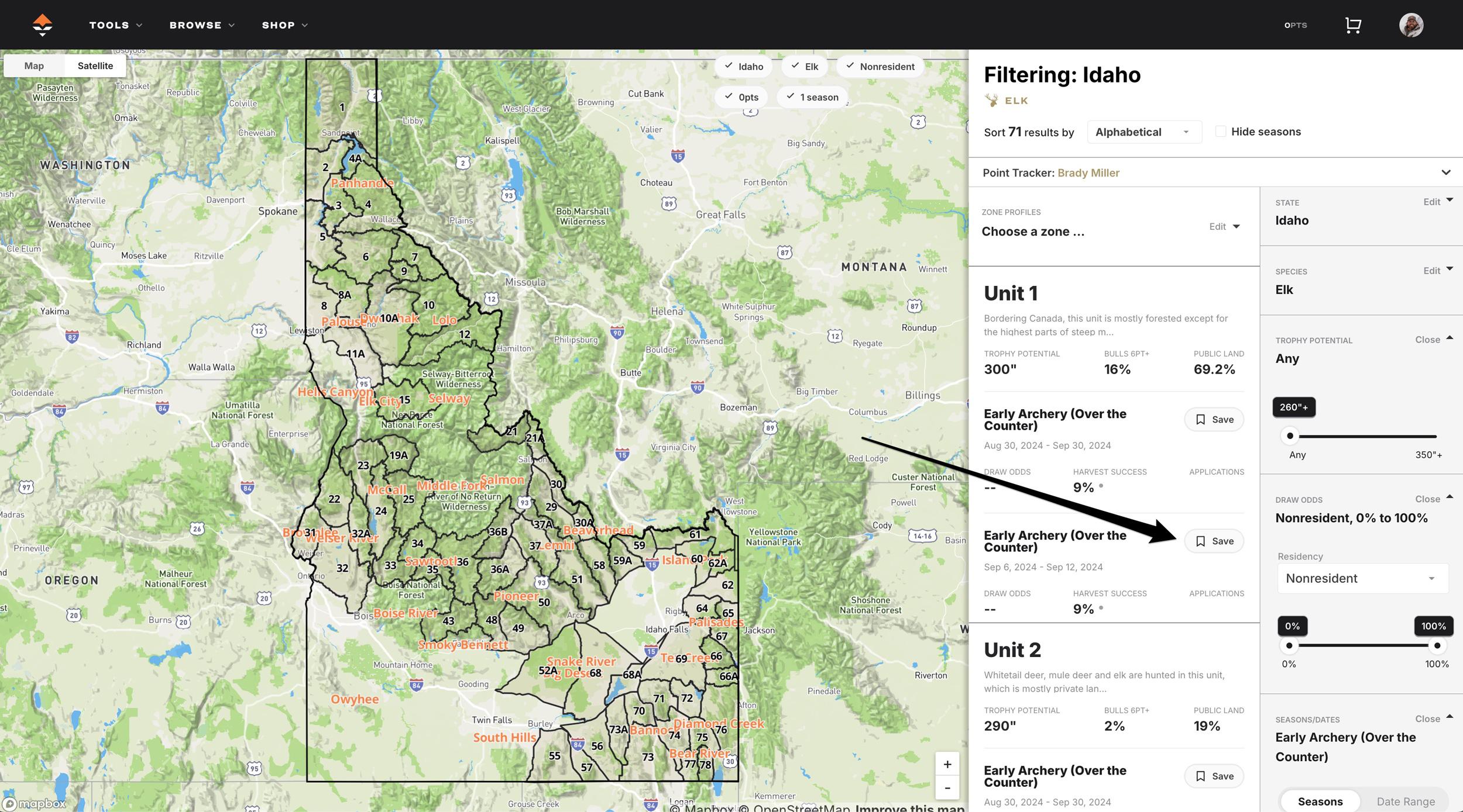 How to save a unit you want to research further on Hunt Planner