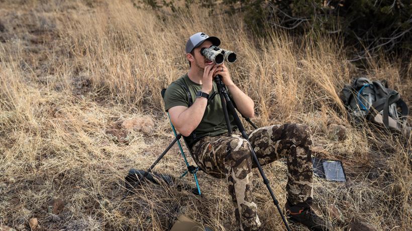 Glassing with helinox chair and 15 power binoculars