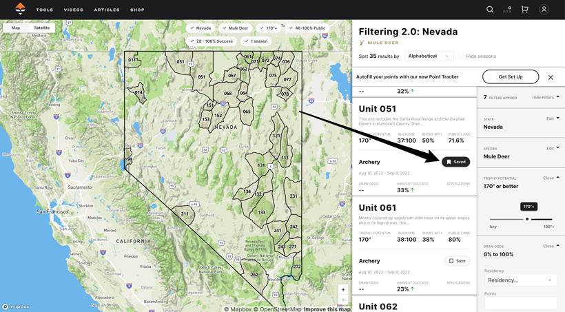 Saved seasons on filtering