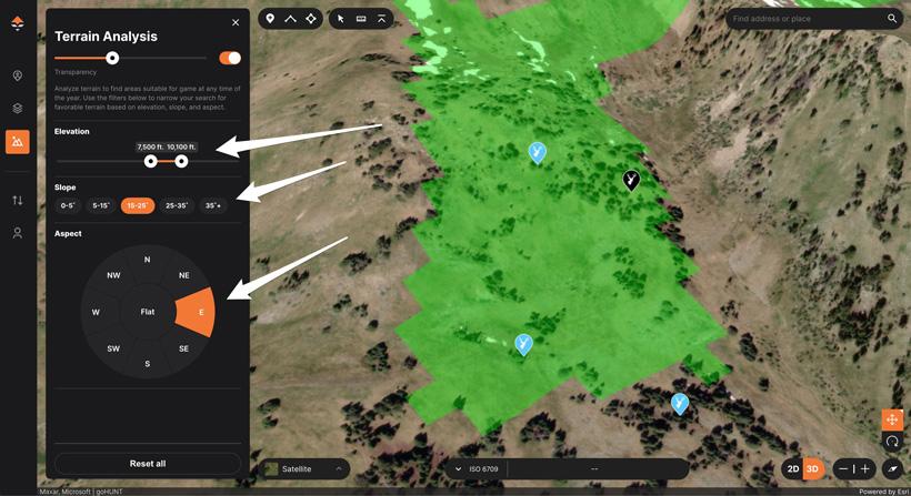 Data analysis from hunting waypoints on mule deer locations and kill locations