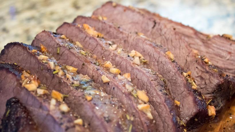Elk roast cut into slices