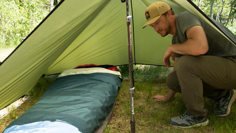 Showing the room of a bivy sack camp setup