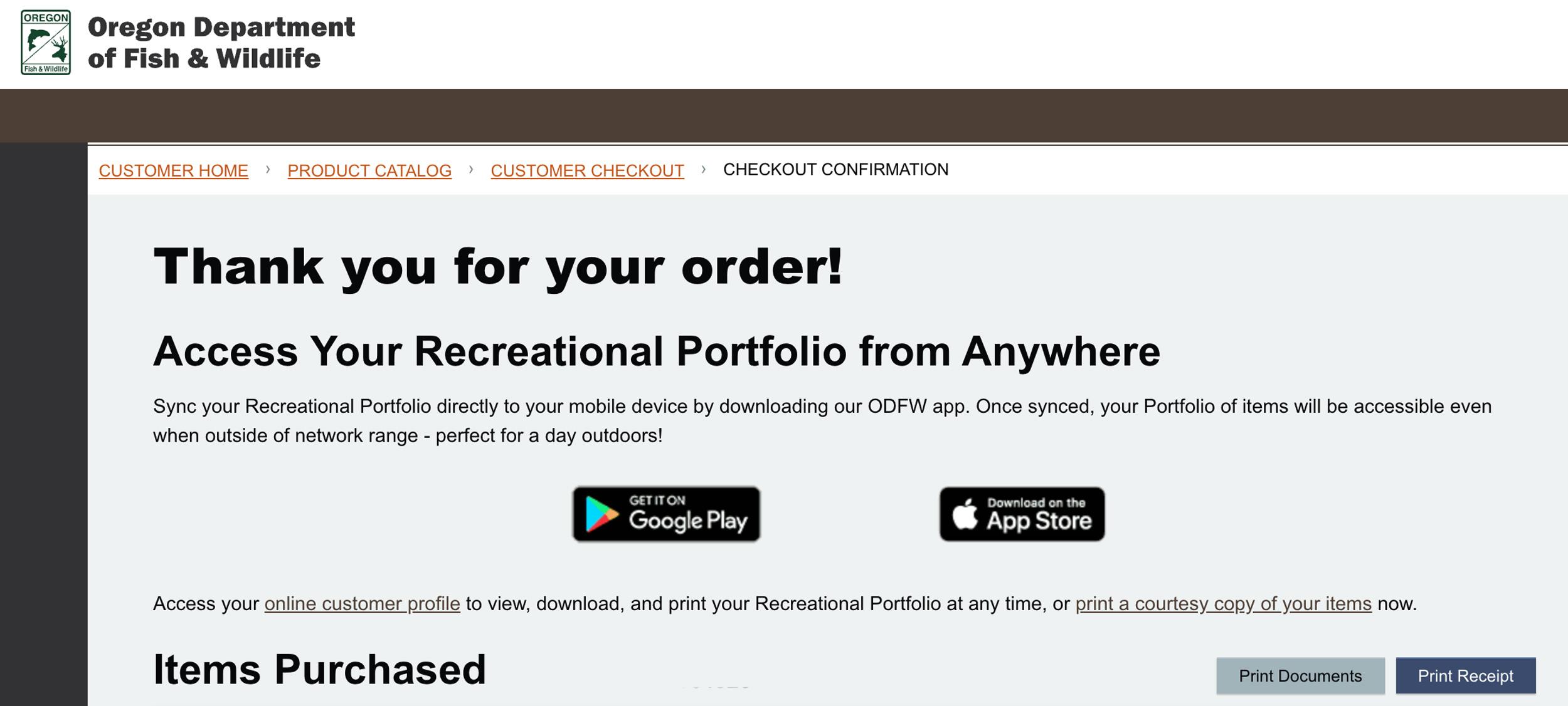 Oregon controlled hunt preference point purchase confirmation