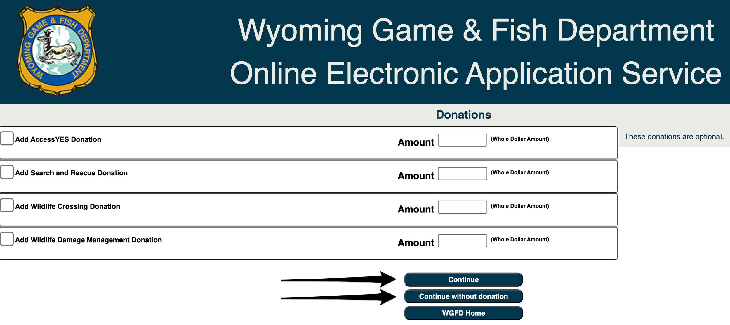 Option to add donation when purchasing Wyoming preference points