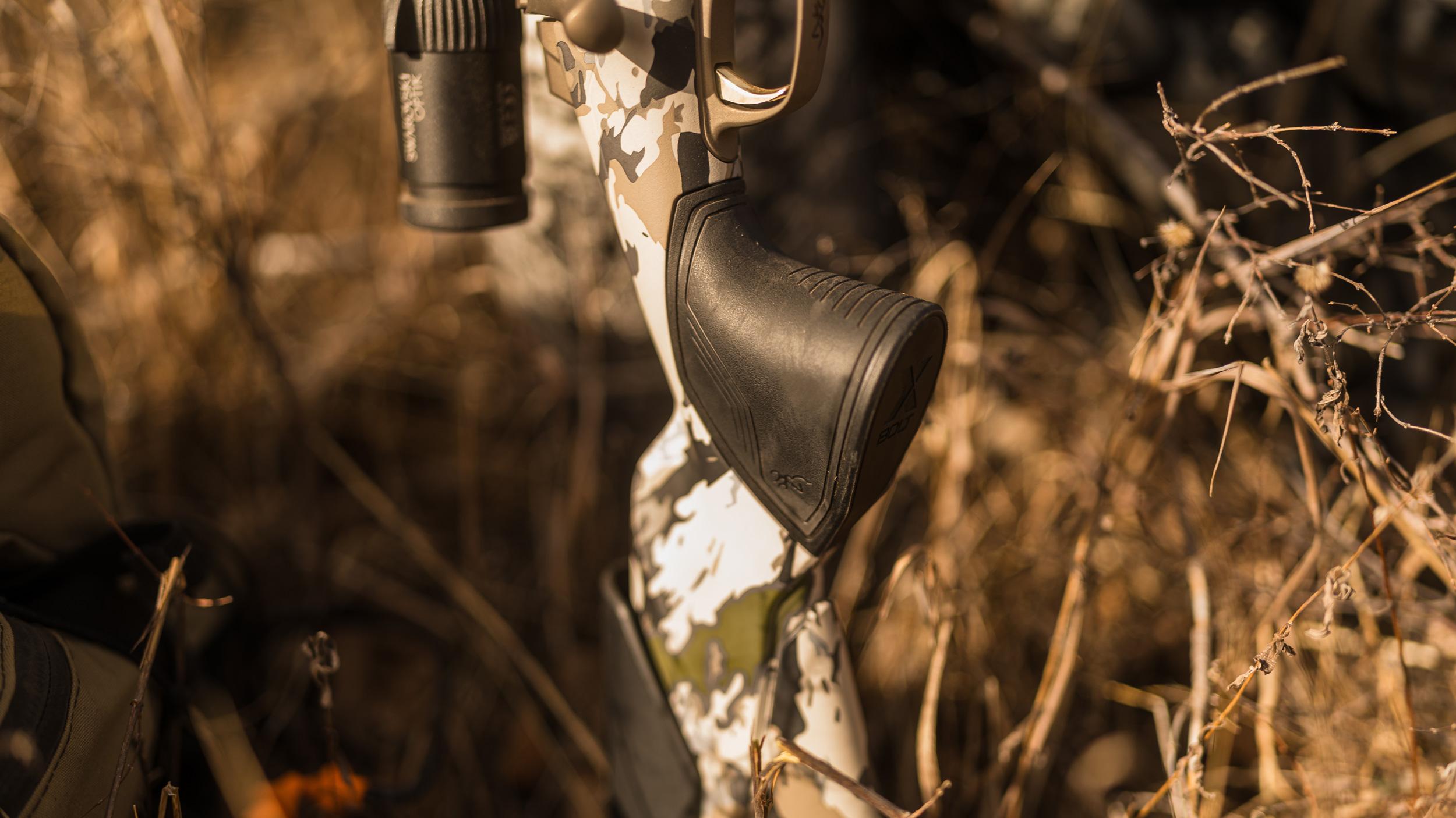 Vertical grip installed on Browning Vari-Tech rifle stock