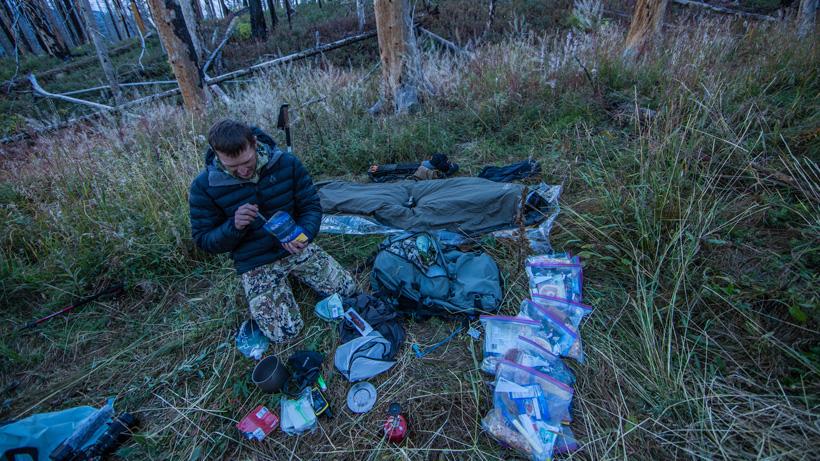 Trail kreitzer with bivy sack setup on elk hunt