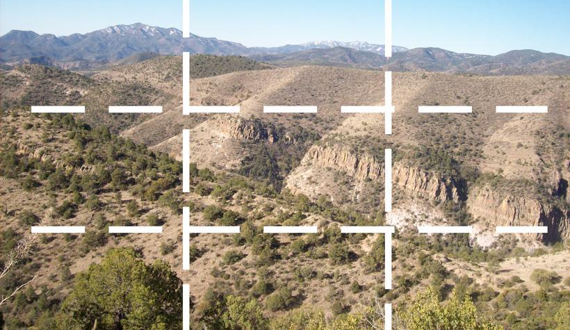 Rule of thirds gridline for glassing high mountain desert