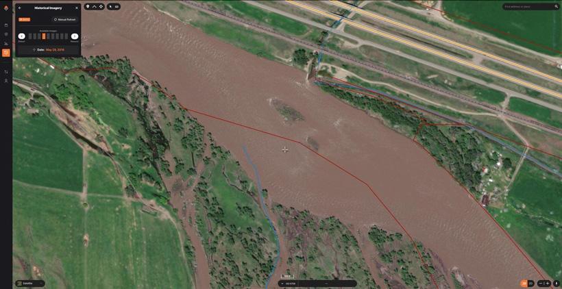 Looking at high river water on gohunt historical imagery
